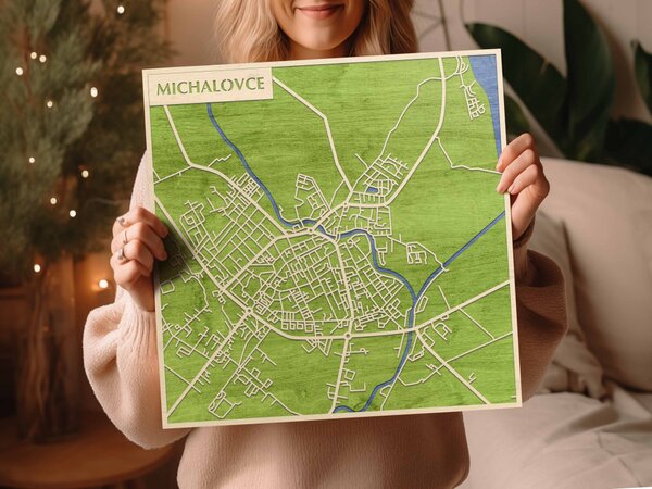Nagymihály – Michalovce 3D fa várostérkép fali dekoráció – Natura Products