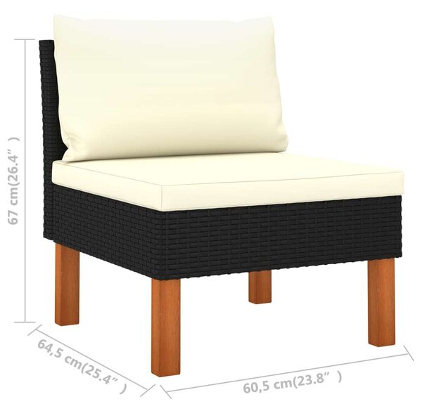 VidaXL - 6 Részes Kerti Ülőgarnitúra - Polyrattan - Fekete