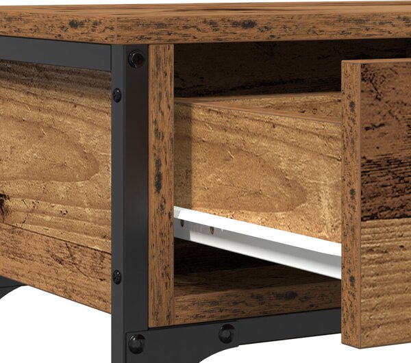 Konzol Asztal Régi Fa 100x25x75 cm Mérnöki Fa és Acél
