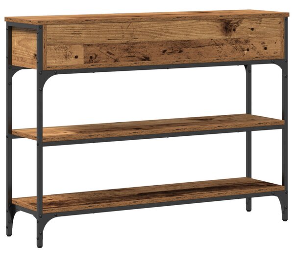 Konzol Asztal Régi Fa 100x25x75 cm Mérnöki Fa és Acél