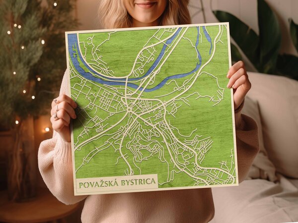 Vágbeszterce – Považská Bystrica 3D fa várostérkép fali dekoráció – Natura Products