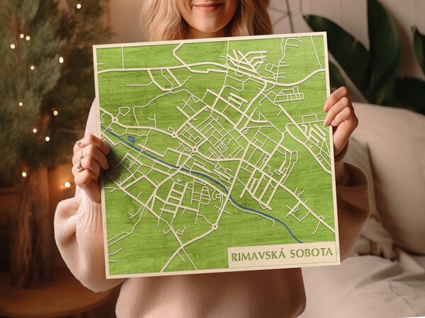 Rimaszombat – Rimavská Sobota 3D fa várostérkép fali dekoráció – Natura Products