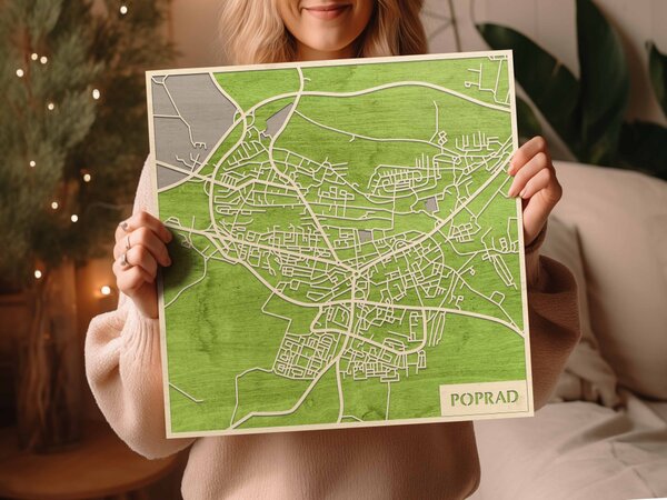 Poprád – Poprad 3D fa várostérkép fali dekoráció – Natura Products