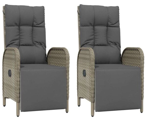 VidaXL 7 részes szürke polyrattan kerti étkezőgarnitúra párnával