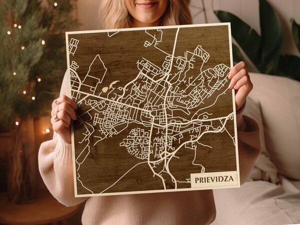 Privigye – Prievidza 3D fa várostérkép fali dekoráció – Natura Products