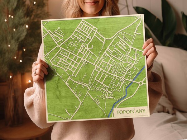 Nagytapolcsány – Topoľčany 3D fa várostérkép fali dekoráció – Natura Products