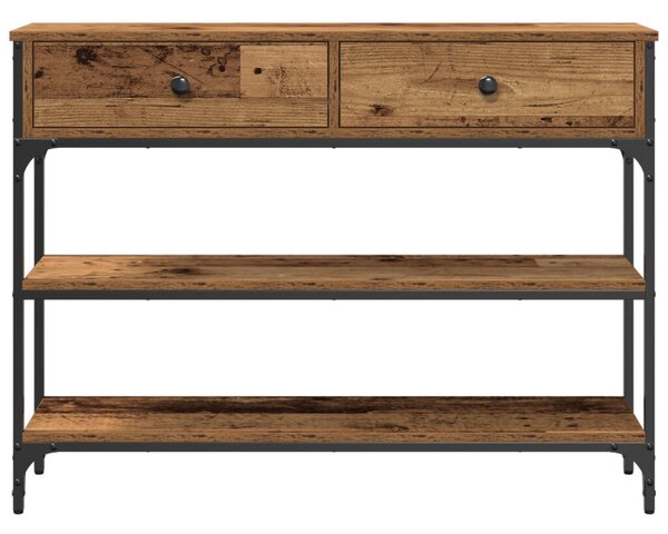 Konzol Asztal Régi Fa 100x25x75 cm Mérnöki Fa és Acél