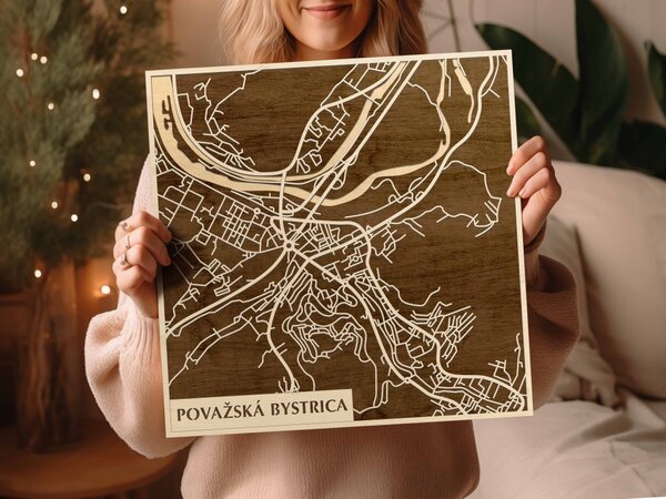 Vágbeszterce – Považská Bystrica 3D fa várostérkép fali dekoráció – Natura Products