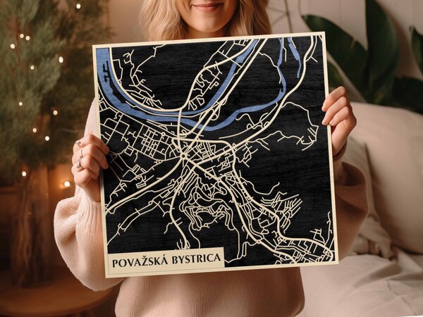 Vágbeszterce – Považská Bystrica 3D fa várostérkép fali dekoráció – Natura Products