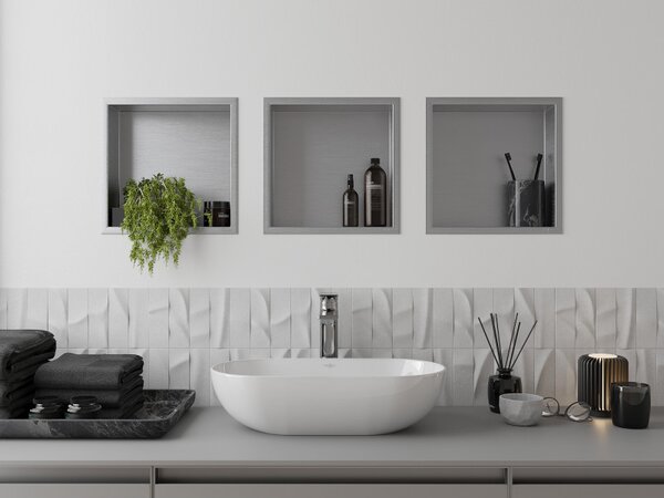 Mexen X-Wall-R 30 x 30 cm-es, peremmel rendelkező fülkeszerű polc, inox - 1910303010