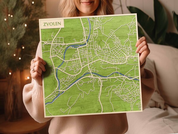 Zólyom – Zvolen 3D fa várostérkép fali dekoráció – Natura Products