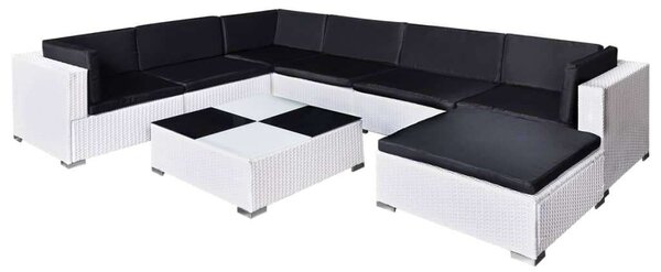 VidaXL Polyrattan Kerti Bútorszett - 8 részes - Fehér