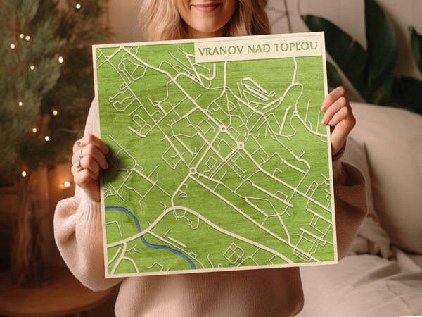 Varannó – Vranov nad Topľou 3D fa várostérkép fali dekoráció – Natura Products