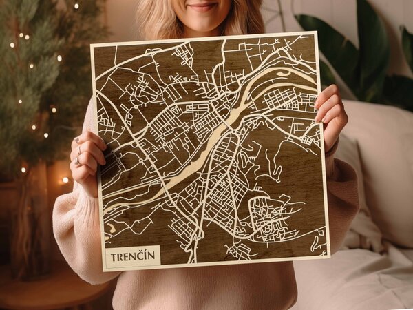 Trencsén – Trenčín 3D fa várostérkép fali dekoráció – Natura Products