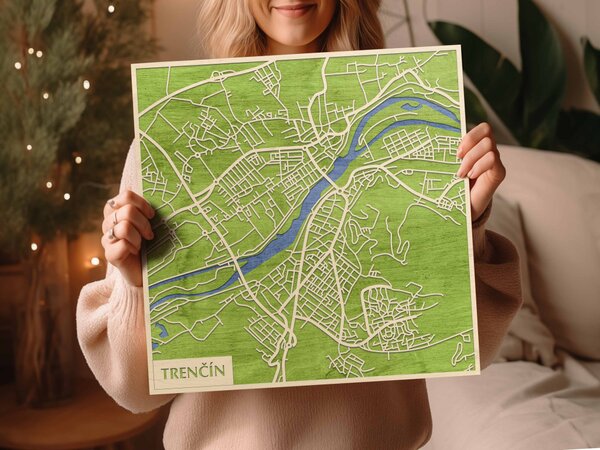 Trencsén – Trenčín 3D fa várostérkép fali dekoráció – Natura Products