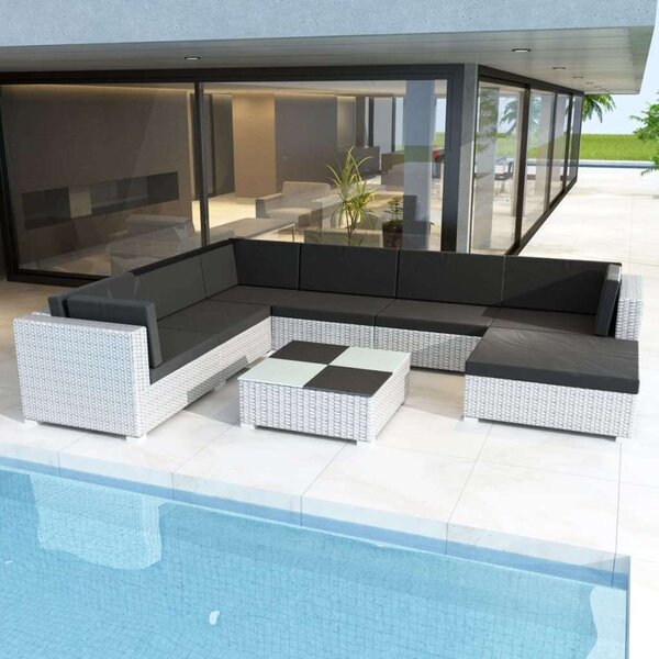 VidaXL Polyrattan Kerti Bútorszett - 8 részes - Fehér