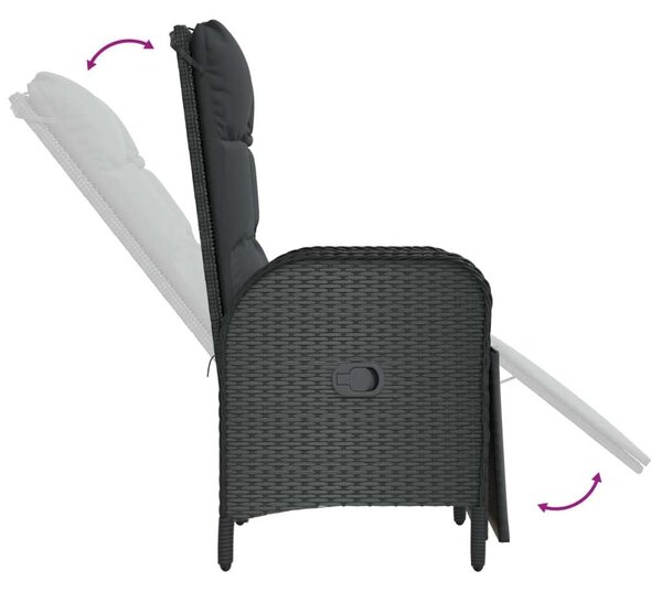 VidaXL Kerti Étkezőgarnitúra - 7 részes - Fekete Polyrattan