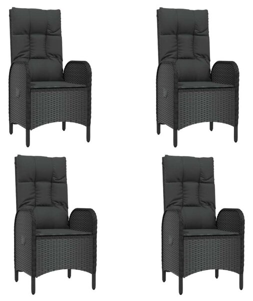 VidaXL Kerti Étkezőgarnitúra - 7 részes - Fekete Polyrattan