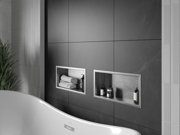 Mexen X-Wall-R beépített polc peremmel 45 x 20 cm, inox - 1910452010