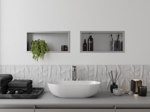 Mexen X-Wall-R beépített polc peremmel 45 x 20 cm, inox - 1910452010