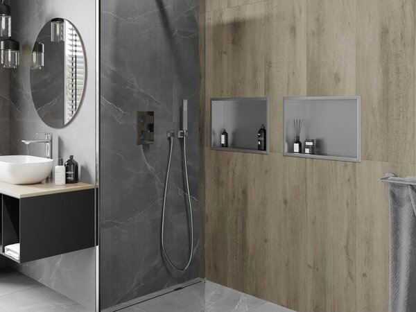 Mexen X-Wall-R fülkés polc peremmel, 45 x 30 cm, inox - 1910453010