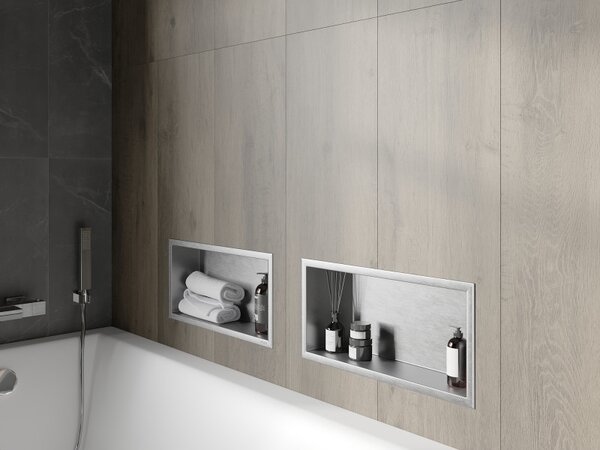 Mexen X-Wall-R beépített polc peremmel 45 x 20 cm, inox - 1910452010