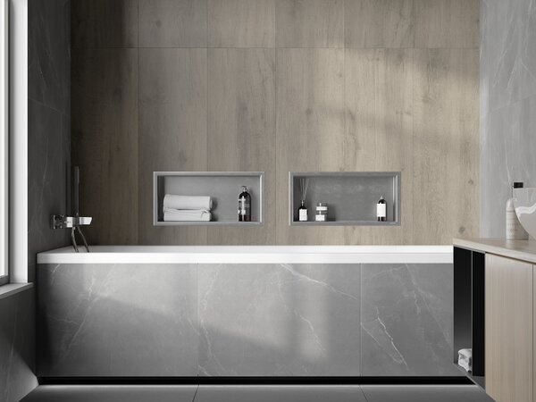 Mexen X-Wall-R beépített polc peremmel 45 x 20 cm, inox - 1910452010