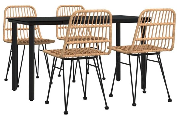 VidaXL 5 részes polyrattan kerti étkezőgarnitúra