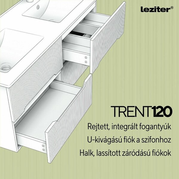 Trent 120 alsó fürdőszobabútor kerámia mosdóval 4 fiókos, sunset tölgy