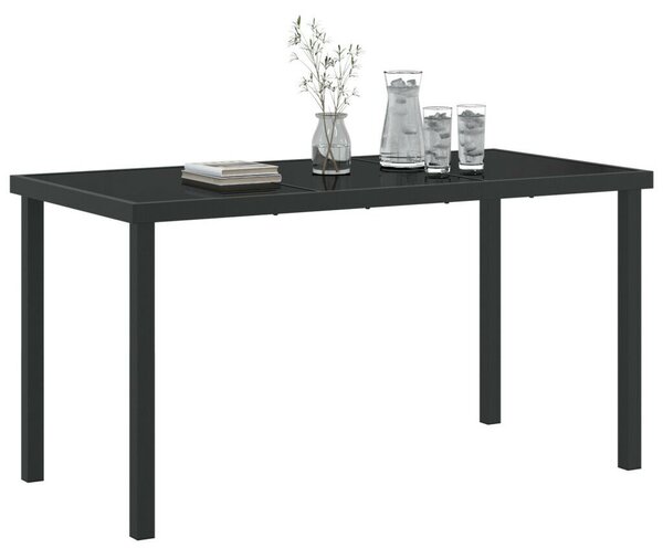 Kertasztal Fekete 140x80x73 cm Edzett Üveg