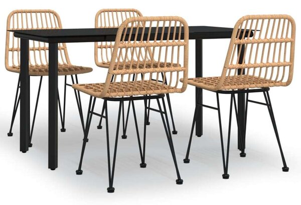 VidaXL 5 részes polyrattan kerti étkezőgarnitúra