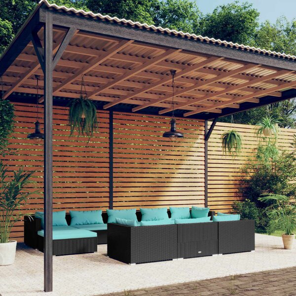 VidaXL Kerti Ülőgarnitúra - 10 részes - Fekete Polyrattan