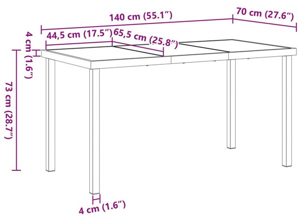 Kertasztal Fekete 140x80x73 cm Edzett Üveg