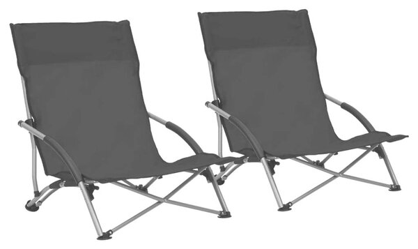 VidaXL 2 db összecsukható fekete szövet strandszék