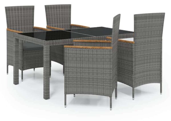 VidaXL Polyrattan Kültéri Étkezőgarnitúra - 5 részes - Szürke