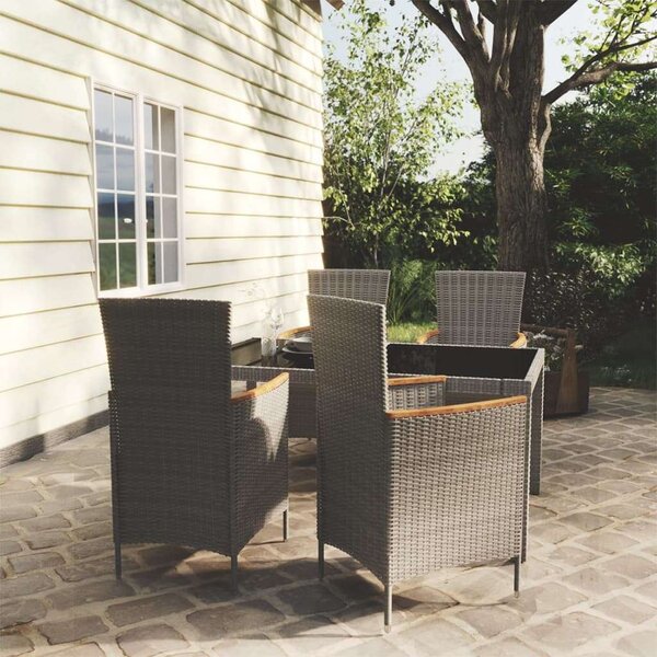 VidaXL Polyrattan Kültéri Étkezőgarnitúra - 5 részes - Szürke