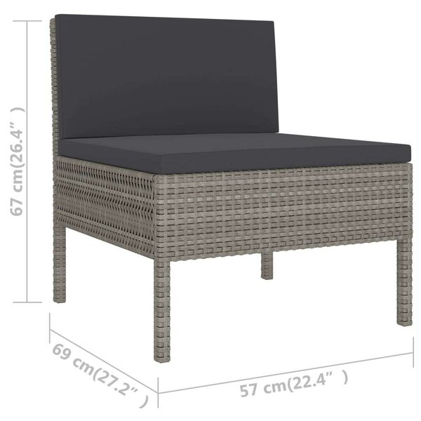 VidaXL 6 részes szürke polyrattan kerti ülőgarnitúra párnákkal