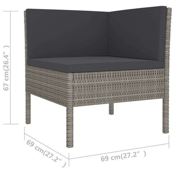 VidaXL 6 részes szürke polyrattan kerti ülőgarnitúra párnákkal