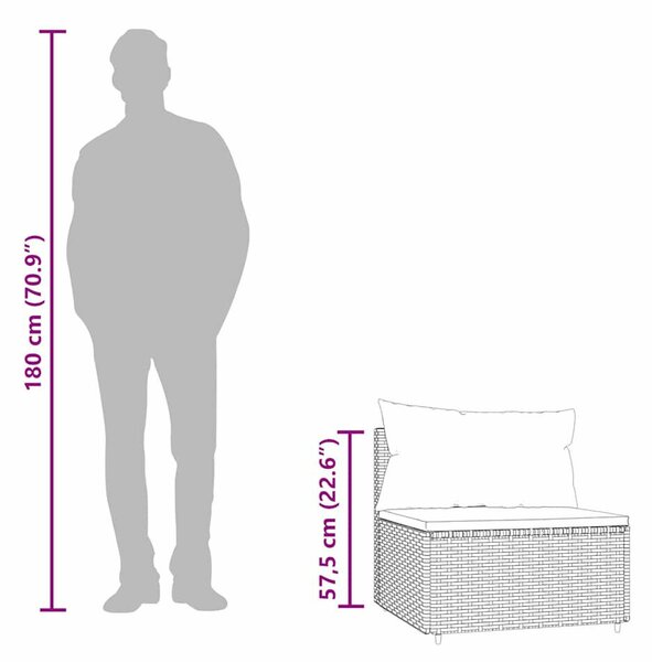 VidaXL 3 részes Kerti Ülőgarnitúra - Fekete Polyrattan