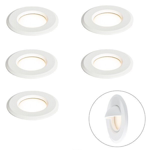 5 darabos modern, süllyesztett spotlámpa szett fehér színben, LED-del, IP67 - Linsey