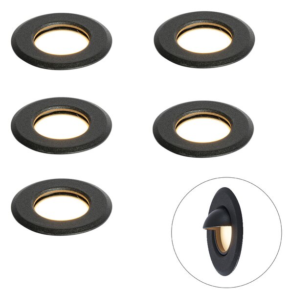 5 darabos modern süllyesztett spotlámpa készlet fekete LED-del IP67 - Linsey