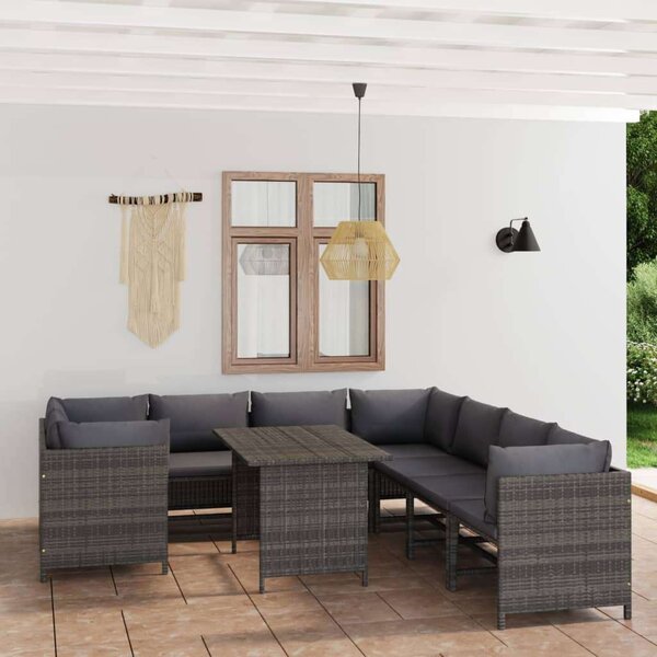 VidaXL Polyrattan Kerti Bútorszett - 9 Elemes