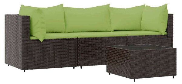 VidaXL 4 részes barna polyrattan kerti ülőgarnitúra párnákkal