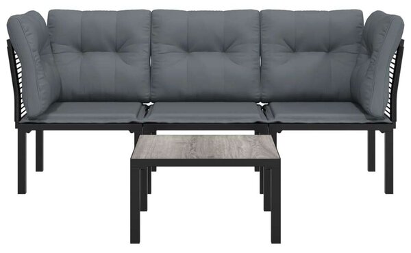 VidaXL Polyrattan Kerti Ülőgarnitúra - 4 részes, Fekete-Szürke