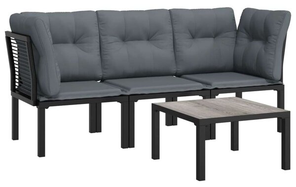 VidaXL Polyrattan Kerti Ülőgarnitúra - 4 részes, Fekete-Szürke