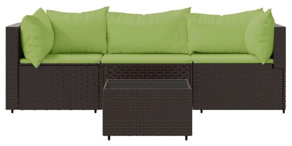 VidaXL 4 részes barna polyrattan kerti ülőgarnitúra párnákkal