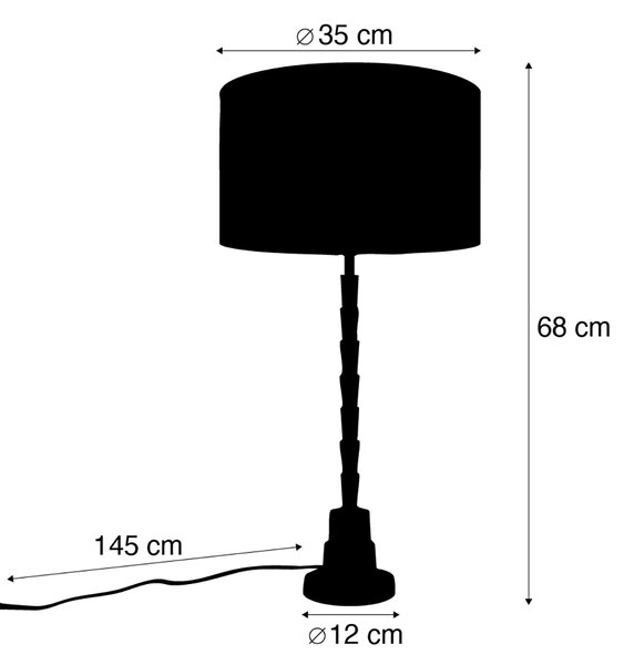 Bronz asztali lámpa taupe színű bársonyernyővel 35 cm - Pisos