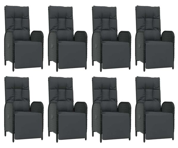 VidaXL Polyrattan Kerti Étkezőgarnitúra - 9 részes - Fekete
