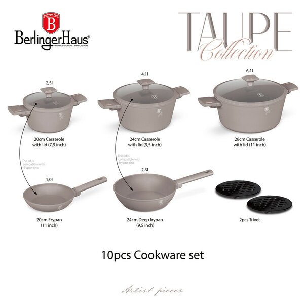 Berlinger HausBH-8110N Edénykészlet 10 részes matt taupe
