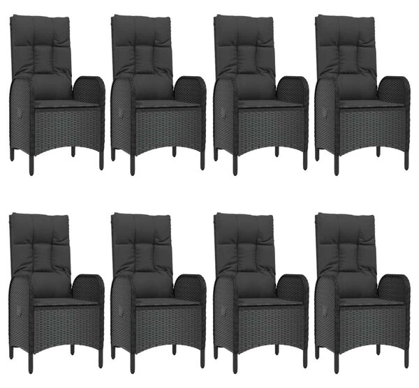 Polyrattan Kerti Étkezőgarnitúra - 8 Fős - Fekete